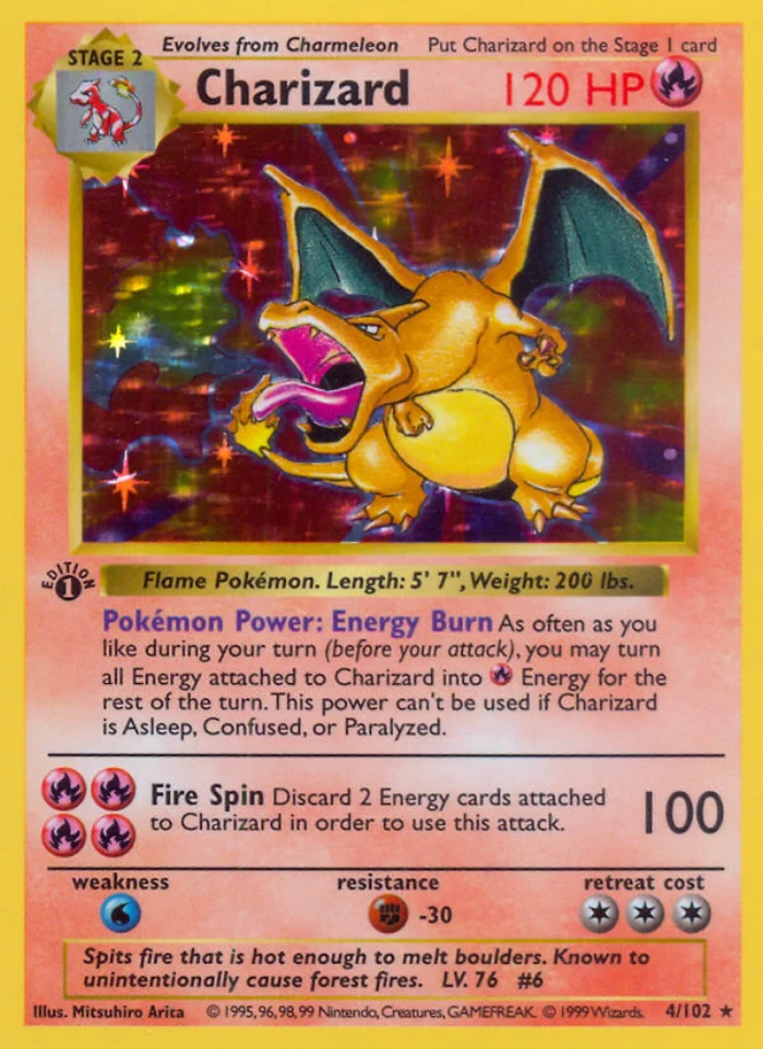 Base Set Charizard inside the scanner guides